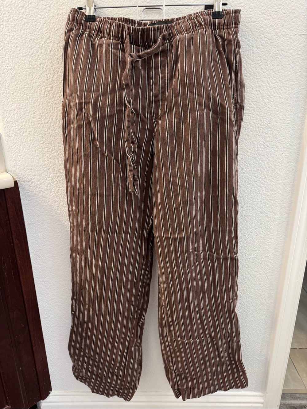 Zara Brown Striped Corduroy Wide-Leg Pants